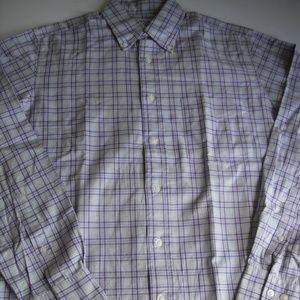 T.M.Lewin Purple with Gray Twill Plaid Long Sleeve